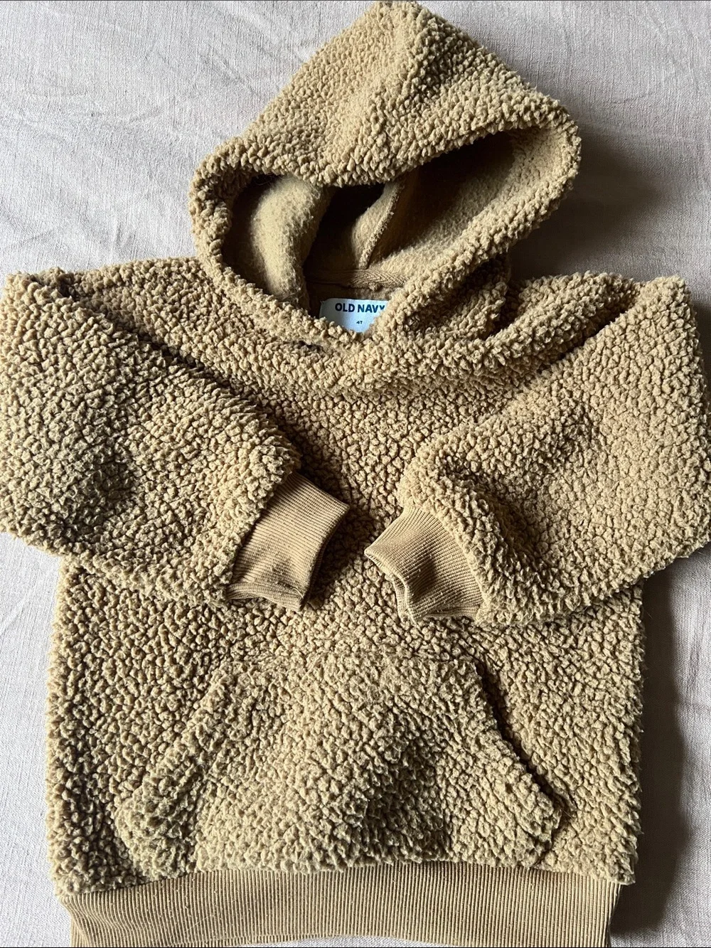 Old Navy Toddler Tan Sherpa Pullover Hoodie Size 4T